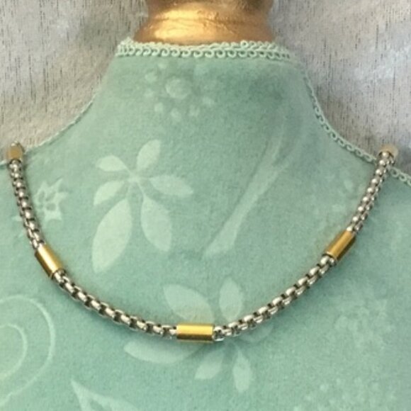 Box Link Chain Necklace Stainless Steel Plated Gold Stations NEW - Picture 1 of 10